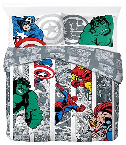 Jay Franco Marvel Comics Comic Cool 100% Cotone Copripiumino 200 x 200 cm Matrimoniale con 2 federe 50 x 70 cm