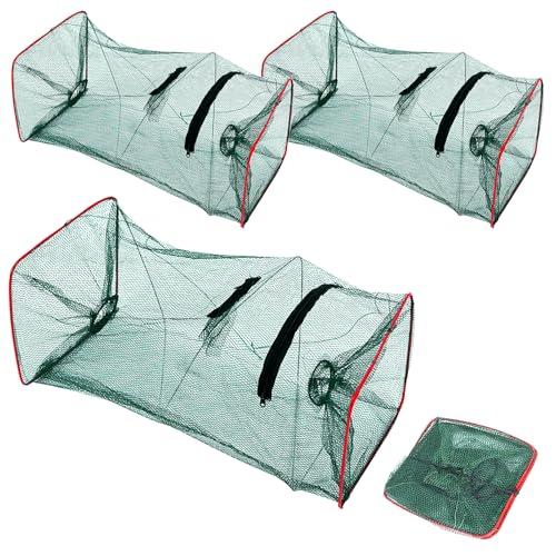 INNAL 3 Pezzi Trappola per Pesci Pieghevole Nassa da Pesca Quadrate Pastura Nassa Inganno Portatile Trappola Pesca per Pesci Gamberi Granchi