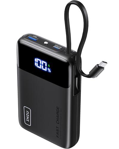 INIU 45W Power Bank, 20000mAh Ricarica Rapida Powerbank con Cavo USB C Integrati, USB C In&Out PD3.0 QC4.0 Caricatore Portatile per iPhone 17 16 15 14 13 Pro Max Mini Plus Samsung Huawei iPad Pro