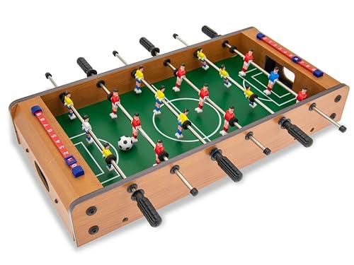 Teorema Giocattoli, calcio balilla da tavolo in legno, biliardino da casa con 2 palline e segnapunti, mini calcetto balilla per adulti e bambini, Calcetto da Tavolo 50x38x9 cm