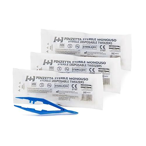 3 pz PINZETTA MEDICA STERILE in Polipropilene Monouso in plastica - Pinzette mediche chirurgiche