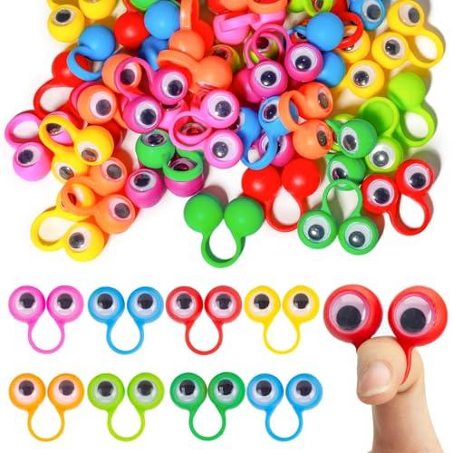 Felly 100 Pezzi Occhi da Dito Marionette, Giocattoli Educativi per Le Dita per Bambini, Eyeball Ring Confezione, Gioco di Ruolo, Spettacoli Giochi Festa Compleanno Forniture, Miscelazione dei Colori
