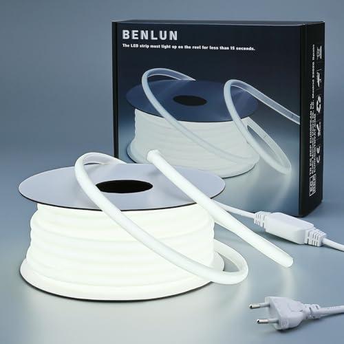 BENLUN Striscia LED COB 220V Esterno Impermeabile 20 metri, 3000K Bianco Caldo 200W 288LEDs/M CRI 90+ Luci LED, Strisce LED senza Trasformatore per Commerciale, Camera da letto