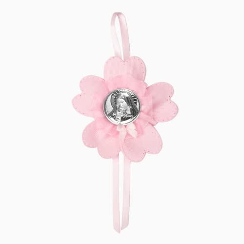 Albalù Sopraculla Celeste o Rosa con Placchetta Sacra in Argento Laminato, Made in Italy (Rosa, maternità)