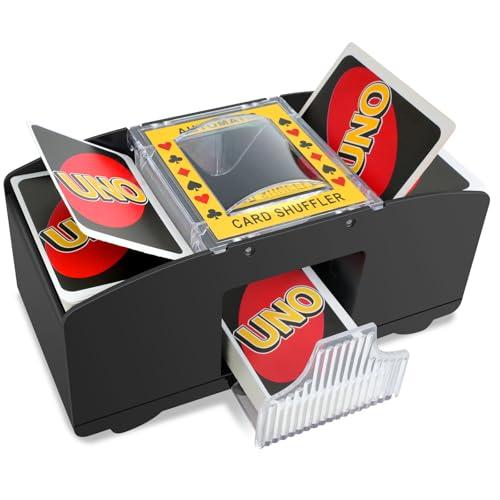 Vonsera Mescolatore di Carte Elettrico, Distributore Carte da Gioco Automatico per 1-2 Mazzi, Card Shuffler per UNO, Poker, Blackjack - Nero