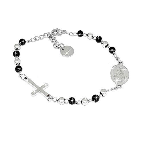 SAGA GIOIELLI BRACCIALE ROSARIO SFERE NERO/ARGENTO