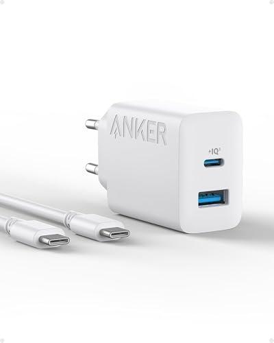 Anker Caricatore iPhone 20W USB C, rapido da parete compatibile con iPhone 17/17 Pro Max/16/16 Plus/16 Pro/iPhone 16 Pro Max/15/iPad e altro (con cavo USB C da 150 cm)