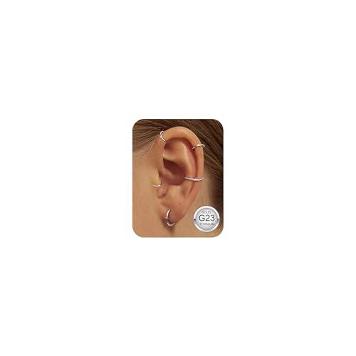 YADOCA 5 Pezzi G23 Piercing Naso Cerchio Titanio Septum Piercing Ipoallergenico 20G/18G/16G Piercings Naso Anello Conch Helix Tragus Piercings Orecchio per Donna Uomo 6-10mm