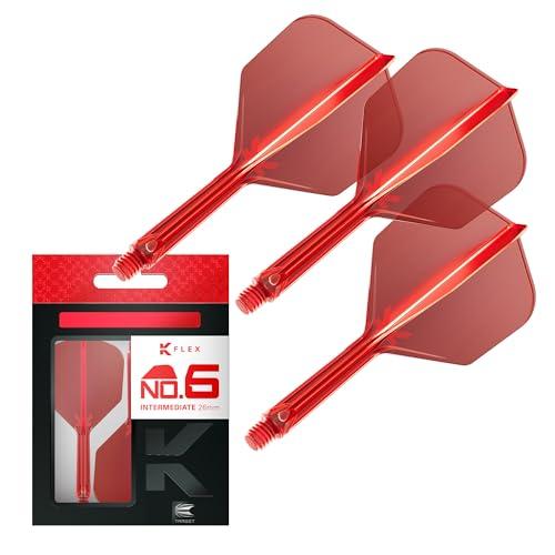 Target Darts K Flex Alette e Aste per Freccette Integrate, No.6 Rosso (Intermedio) | Confezione da 3 K-Flex - No.6, Kflex Aletta e Asta per Freccette Stampate in Un Unico Pezzo