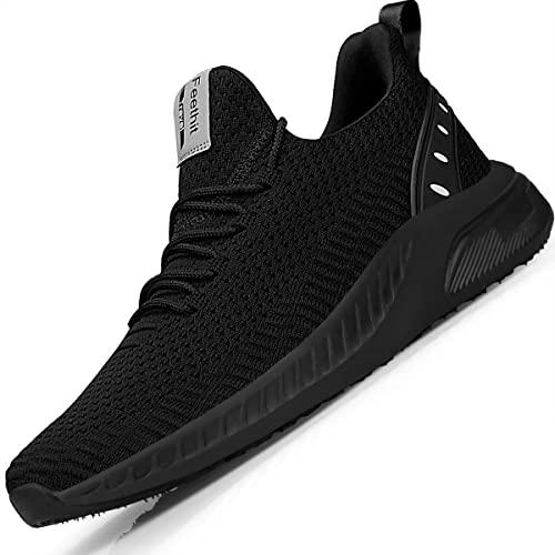 Feethit Sneakers Uomo Scarpe da Running Corsa Uomo Respirabile Mesh Palestra Scarpe da Lavoro Comode Leggere Nero 42