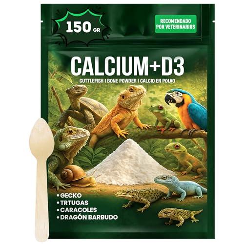 AF® - 150gr di Calcium D3, Polvore di osso di seppia per tartarughe, Calcio Rettili arricchito con vitamine | Digestione facile, basta dosare con un misurino | Calcio per galline, Carbonato di Calcio