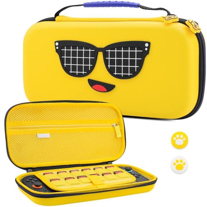 RHOTALL Custodia gialla per Fortnite Peely Design Compatibile Nintendo Switch 2 (2025), Custodia rigida con 12 slot per accessori e protezione antiurto