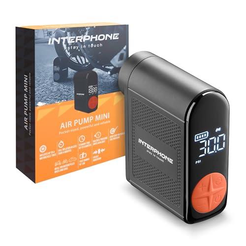 INTERPHONE Air Pump Mini Compressore Portatile, Compressore Aria Portatile e Ricaricabile Che gonfia gomme Auto, Moto e Bici, Gonfia Fino a 4 Pneumatici in 4 min a Gomma, Oltre 6 Mesi di Stand-by