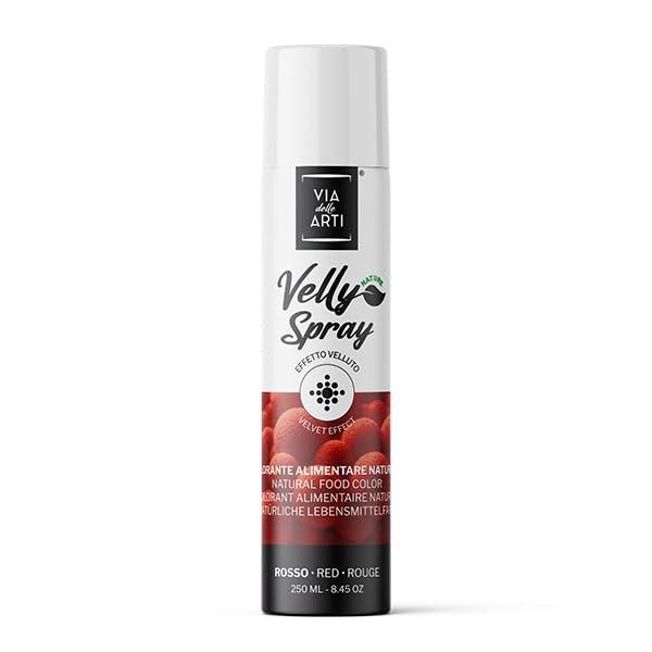 Colorante Alimentare VELLUTO Spray ROSSO - 250ml - a Base di Burro di Cacao con Effetto Vellutato da Utilizzare su semifreddi e Gelati. AZO Free. per torte e dolci (Rosso)
