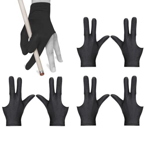 UEIOAVL Guanti da biliardo, 6 pezzi guanti da biliardo guanti a tre dita guanti elastici per stecca a 3 dita guanti da stecca da biliardo unisex