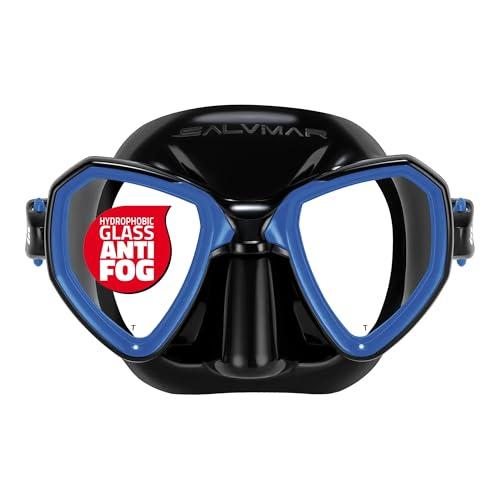 SALVIMAR Morpheus Anti Fog, Maschera anti appannamento,per Pesca Subacquea, Snorkeling, Unisex adulto, Nero/Blue