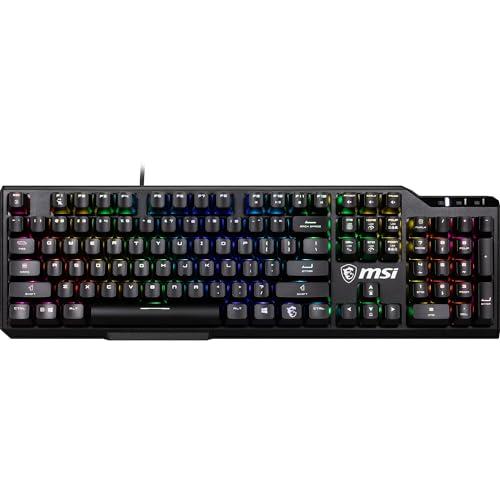 MSI Vigor GK41 - Tastiera meccanica da gioco, interruttori Kailh Red (lineare), tasti ergonomici, base antiscivolo, 6 LED a colori fissi in 10 zone di illuminazione, Mystic Light, USB 2.0, full-size