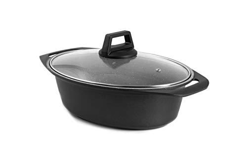 Aeternum Casseruola Ovale Petravera, Rostiera Roaster con Coperchio, Adatta all'Induzione, antiaderente, 32 x 24 cm