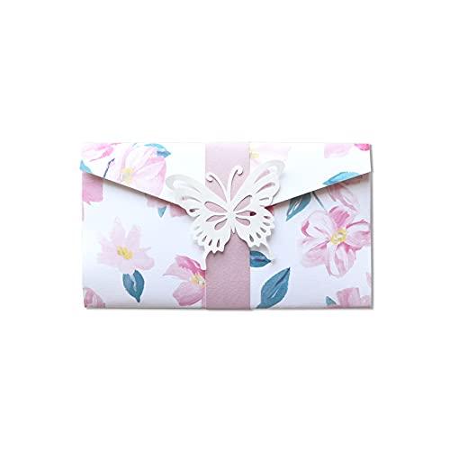 Porta soldi - pocketfold - romantico - fiori di pesco - cerimonie - (busta formato 10 x 18 cm) + biglietto senza scritte all'interno - ideale per contenere banconote - realizzato interamente a mano.
