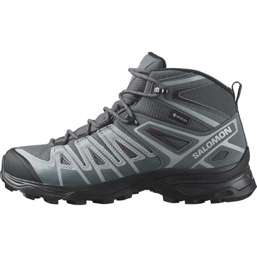Salomon X Ultra Pioneer Mid Gore-Tex Scarpe Impermeabili Escursionismo da Donna, Qualsiasi condizione meteo, Stabilità e ammortizzazione, Ebony/Stormy Weather/Wine Tasting, 40 EU
