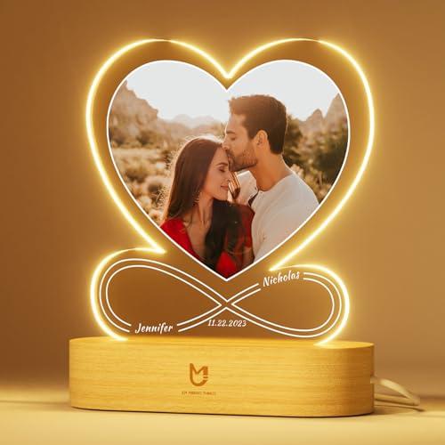 Bemaystar Lampada Personalizzata con Foto - Regali Personalizzati San Valentino per Lei Lui, Idee Regalo Donna Uomo Fidanzato Fidanzata Compleanno Natale Anniversario - Amore infinito