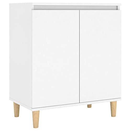 vidaXL Credenza con gambe in legno massello, armadio con 2 scomparti, organizer per soggiorno, soggiorno, scandinavo, bianco legno di ingegneria