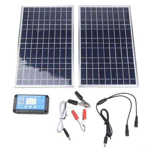 Kit Pannello Solare Portatile 200W 12V Caricabatteria e Manutentore Trickle con Silicio Policristallino, Impermeabile IP65, per Auto, Camper, Barca, Motocicletta, Trattore, Roulotte e Motoneve (Doppio