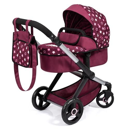 Bayer Design 17023AA Passeggino per bambole Xeo, carrozzina, manubrio regolabile in altezza e girevole, convertibile, borsa