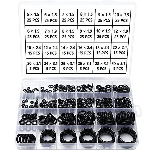 YIXISI 420 Pezzi 24 Misure Neri O-ring Assortimento Kit, Nitrilica O-ring Gomma Guarnizioni di Tenuta, per Aria Condizionata, Automobile, Impianti Idraulici