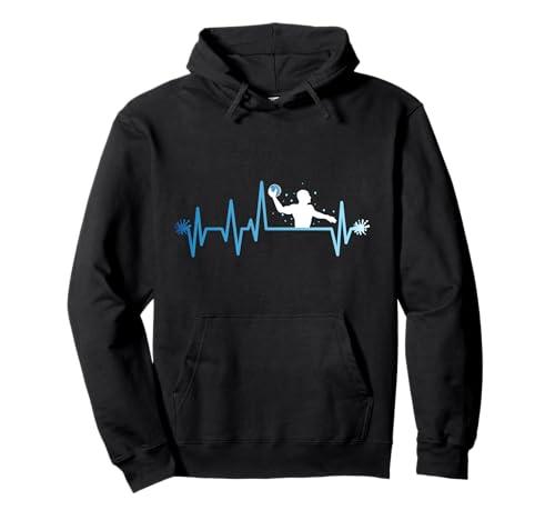 Divertenti Regali per i giocatori di pallanuoto Felpa con Cappuccio Pallanuoto Giocatore di pallanuoto Battito cardiaco S M Nero Unisex - Adulto SWEATSHIRT