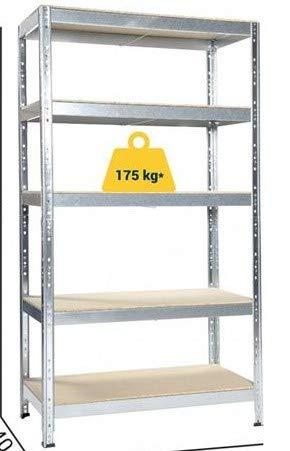 Scaffalatura scaffale 5 RIPIANI in acciaio metallo kit struttura ad incastro zincata pannello in mdf mm5 180x40x90