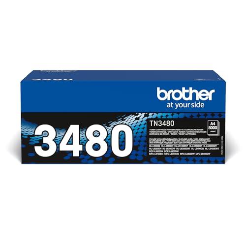 Brother TN3480 Toner Originale Alta Capacità, fino a 8000 Pagine, per Stampanti HLL5000D, HLL5100DN, HLL5200DW, HLL6300DW, DCPL5500DN, MFCL5750DW, DCPL6600DW, MFCL6800DW, Nero