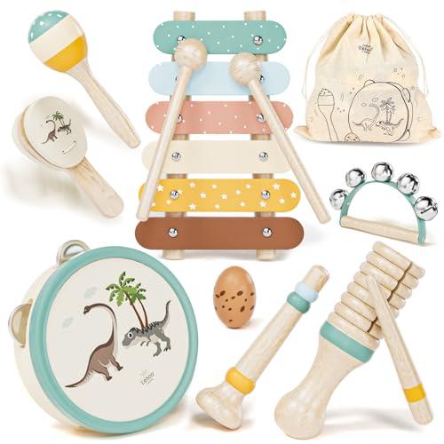 Lehoo Castle Strumenti Musicali Bambini 1 Anno, 8 in 1 Giochi Legno Montessori Sensoriale con Maracas Xilofono Tamburello Gioco Bambi Bimba 2 3 4 5 6 Anni, Educativi Interattivo Regalo