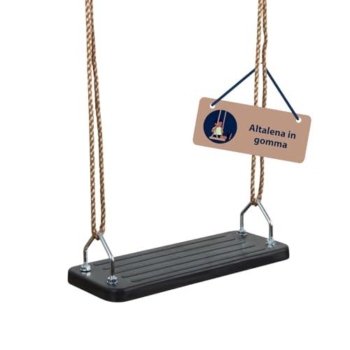 HUDORA Altalena con sedile nero - Altalena da esterno con seduta in gomma - Altalena certificata TÜV Rheinland/GS con funi regolabili in altezza - Altalena per bambini e adulti fino a 100kg