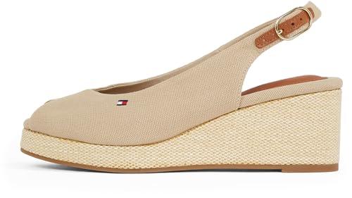 Tommy Hilfiger Donna Espadrillas Wedge Flag Mid Slingback Fibbia Regolabile, Beige (Horseradish), 37