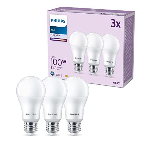 Philips LED Lampadina, Luce Bianca Fredda, 100W, E27, 3 Pezzi
