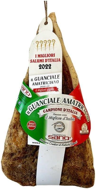 Guanciale Amatriciano intero, Premiato Migliore D'Italia “cinque spilli” Salmuficio Sano di Amatrice - circa 1,3 kg
