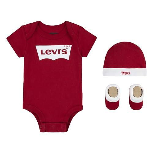 Levi's Classic Batwing Infant Hat Bodysuit Bootie Set 3Pc, Tutina per bambino e neonato Unisex - Bimbi 0-24, Rosso (Levis Red), 6-12 mesi