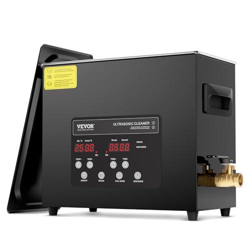 VEVOR Pulitore Ultrasuoni Industriale 6L, Macchina per la Pulizia ad Ultrasuoni Digitale da 180 W, con Modalità Delicata e Degasaggio Migliorato, con Riscaldatore e Timer, per Gioielli