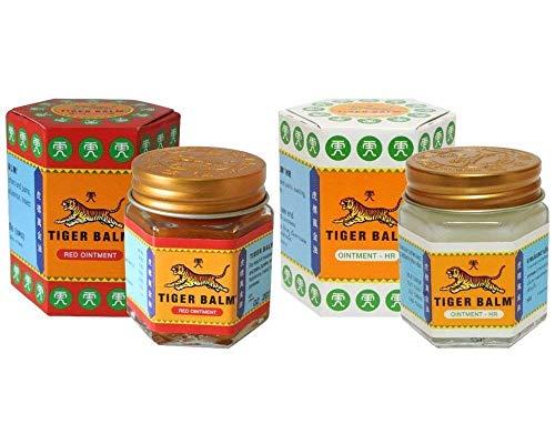 Pomata per massaggi balsamo di tigre, 2 confezioni x 19.4 g, colore: rosso e bianco, per il sollievo dal dolore muscolare, al mentolo