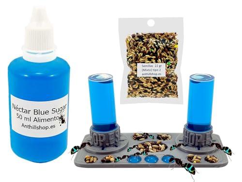 Cibo per formiche, ottimo kit alimentazione formicario, con nettare Blue Sugar 50 ml, semi misti 22 g