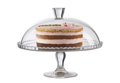 Pasabahce - Patisserie Alzatina In Vetro Con Campana, Diametro 32 Cm