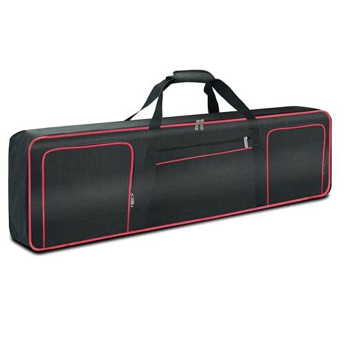 Ruibo Custodia per tastiera a 88 tasti per pianoforte elettrico con imbottitura in cotone da 10 mm, impermeabile, borsa da concerto Oxford 600D, 54 x 13 x 6,7 pollici, colore rosso