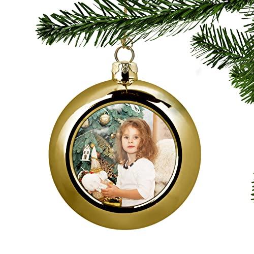 Pallina di Natale Personalizzata con Foto – Decorazione Natalizia 6 cm – Colori Oro, Argento o Rosso – Idea Regalo di Natale per Albero
