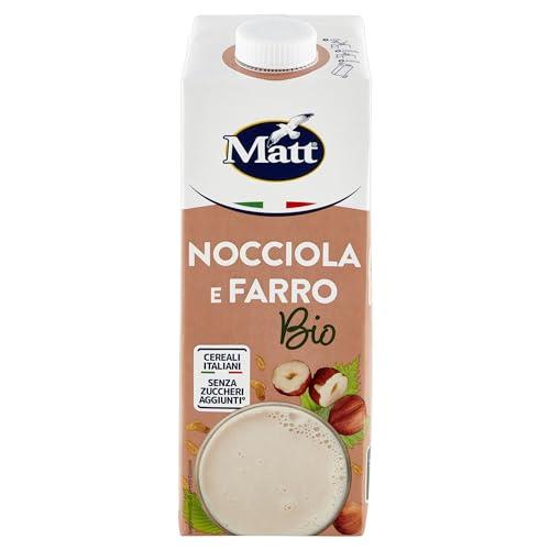 Matt, Nocciola e Farro Bio, Bevanda Vegetale Senza Lattosio, Senza Zuccheri Aggiunti e a Basso Contenuto di Sale, Sapore Dolce e Delicato, Confezione 1L