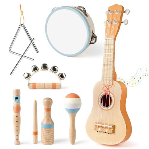 Chitarra per Bambini, Strumenti Musicali Bambini Giochi in Legno Giochi Montessori 2 3 4 Anni Regalo Bambina Bimbo