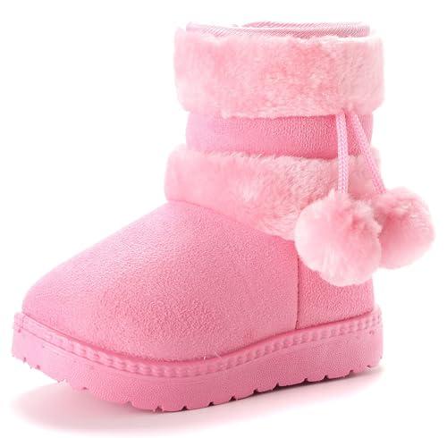 Yeeteepot Bambine e Ragazze Carino Stivali da Neve Calda Foderati Stivaletti Inverno Morbide Piatto Stivali Bambini Pelliccia Antiscivolo Boots， Rosa 32 EU = 33 CN