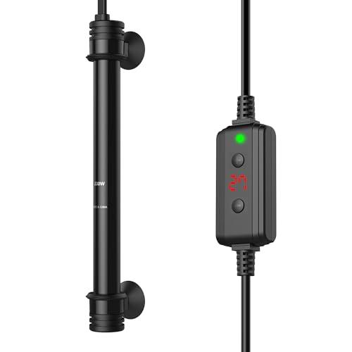 NICREW Riscaldatore Acquario 200 W, Riscaldatore per Acquario Sommergibile con Indicatore di Temperatura per Acquario Fino a 200 L, Termostato Acquario con Ventose