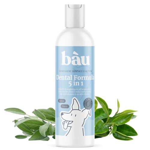 Bau Cosmesi Dental Formula 5 in 1, Additivo per Acqua Dentale Cani, Migliora l'Alito Cane e la Salute Gengivale Evitando la Formazone di Tartaro e Contrastando la Formazioni di Batteri, Rinfrescante