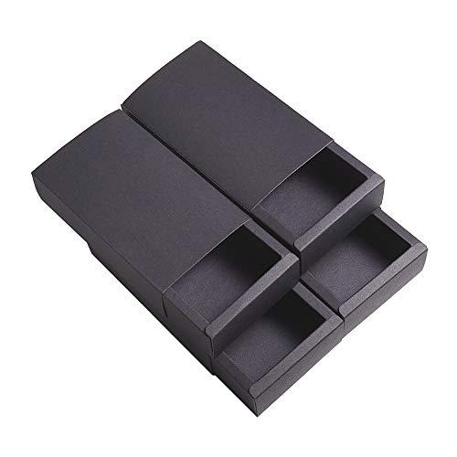 BENECREAT 16 Pack Scatole di Cartone Kraft 17.2x10.2x4.2cm Scatole Regalo di Festa Pacchetto Regalo Superiore per Bomboniere, Matrimonio,Nero
